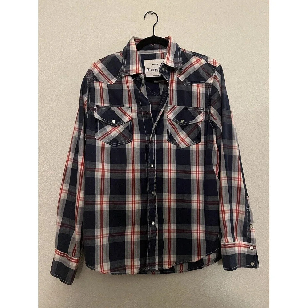 Ditch Plains Pearl Snap Shirt Size Large